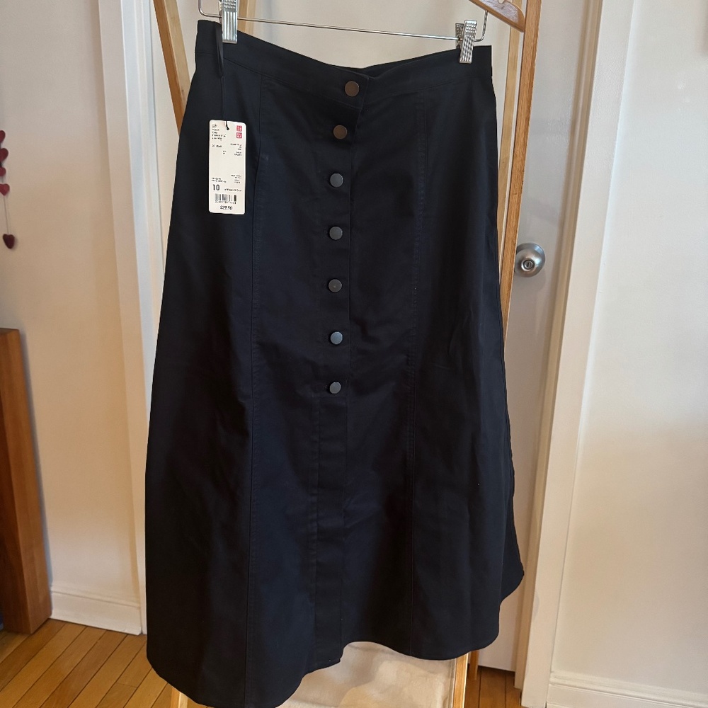 Uniqlo Black Chino Button Down Long Skirt
